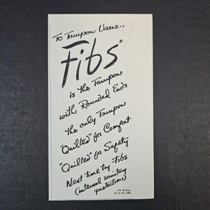 1949 Fibs Tampons Vintage Print Ad Rounded Ends Quilted‎ Cursive Script Feminine
